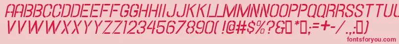 Fonte Hallandalestencilitalic – fontes vermelhas em um fundo rosa