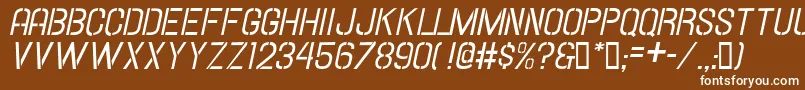 Hallandalestencilitalic Font – White Fonts on Brown Background