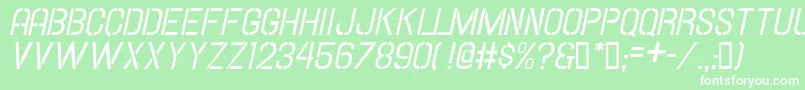 フォントHallandalestencilitalic – 緑の背景に白い文字