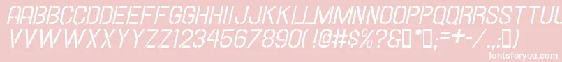 Fonte Hallandalestencilitalic – fontes brancas em um fundo rosa