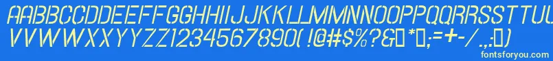 Hallandalestencilitalic Font – Yellow Fonts on Blue Background