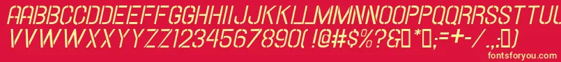 Fonte Hallandalestencilitalic – fontes amarelas em um fundo vermelho