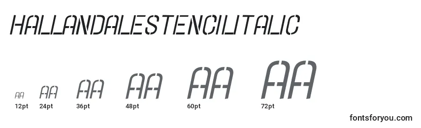 Размеры шрифта Hallandalestencilitalic