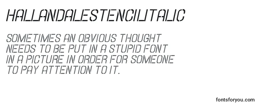 Review of the Hallandalestencilitalic Font