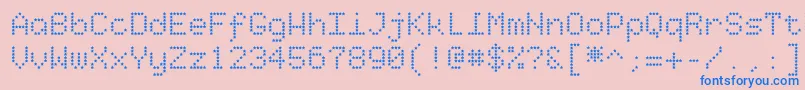 Starrytype-Schriftart – Blaue Schriften auf rosa Hintergrund