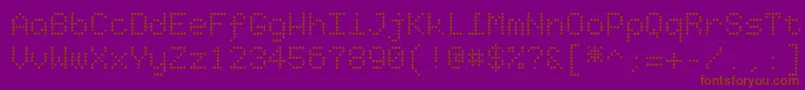 Starrytype-Schriftart – Braune Schriften auf violettem Hintergrund