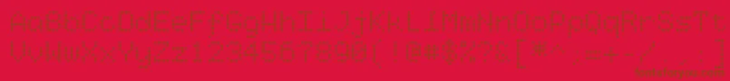 Starrytype-Schriftart – Braune Schriften auf rotem Hintergrund
