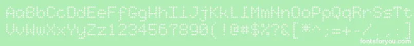 Starrytype-Schriftart – Weiße Schriften auf grünem Hintergrund