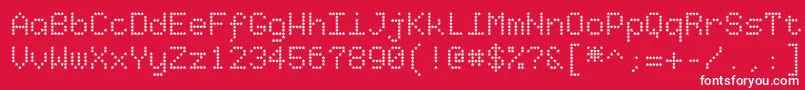 Starrytype-Schriftart – Weiße Schriften auf rotem Hintergrund