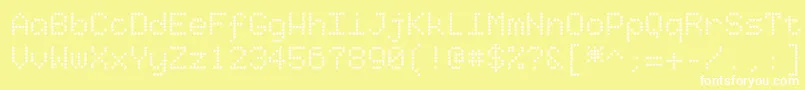 Starrytype-Schriftart – Weiße Schriften auf gelbem Hintergrund