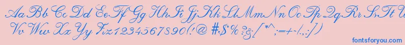 RegencyRegular-Schriftart – Blaue Schriften auf rosa Hintergrund