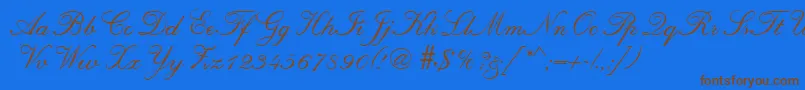 RegencyRegular-Schriftart – Braune Schriften auf blauem Hintergrund