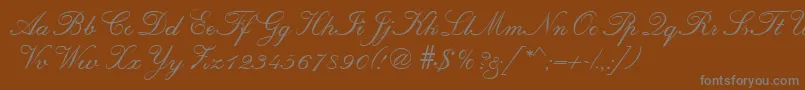 RegencyRegular-Schriftart – Graue Schriften auf braunem Hintergrund