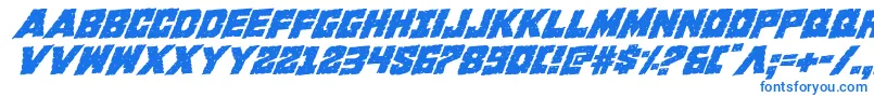 Fonte Kcommandorotal – fontes azuis em um fundo branco
