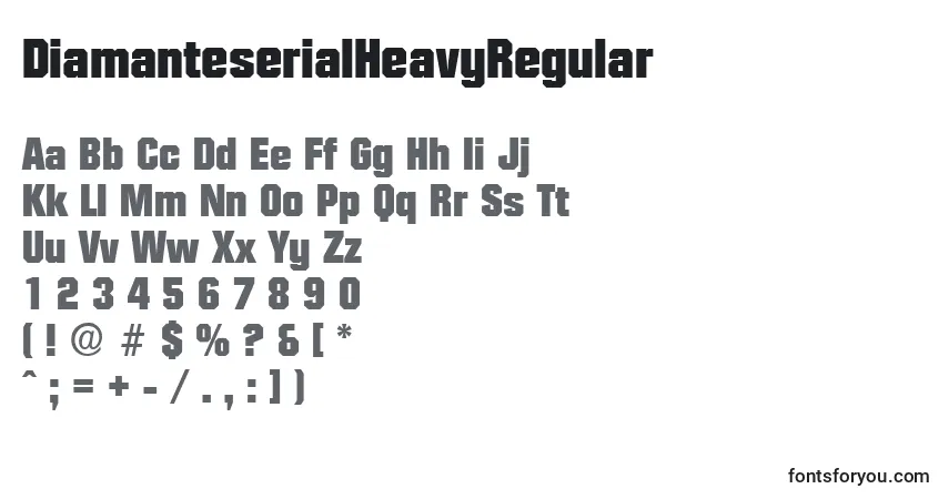 A fonte DiamanteserialHeavyRegular – alfabeto, números, caracteres especiais