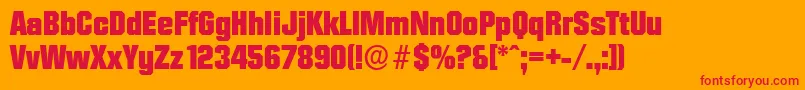 DiamanteserialHeavyRegular-Schriftart – Rote Schriften auf orangefarbenem Hintergrund