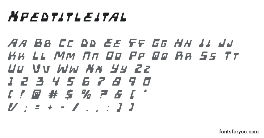 Czcionka Xpedtitleital – alfabet, cyfry, specjalne znaki