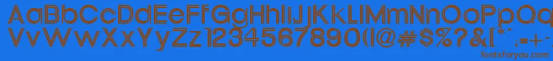 フォントUptightNeonitcNormal – 茶色の文字が青い背景にあります。