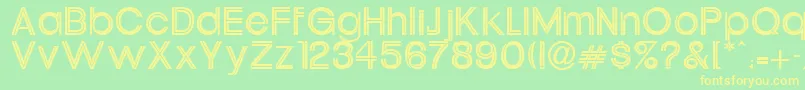 UptightNeonitcNormal-fontti – keltaiset fontit vihreällä taustalla