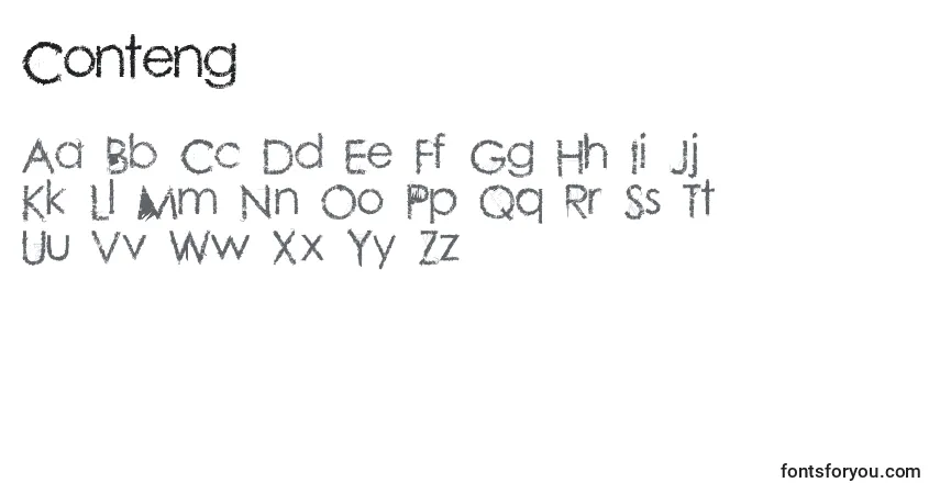 Schriftart Conteng – Alphabet, Zahlen, spezielle Symbole