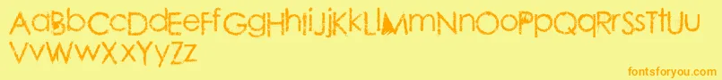 Conteng-Schriftart – Orangefarbene Schriften auf gelbem Hintergrund