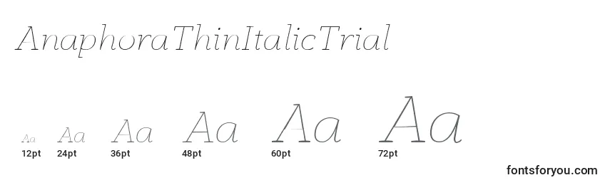 Größen der Schriftart AnaphoraThinItalicTrial