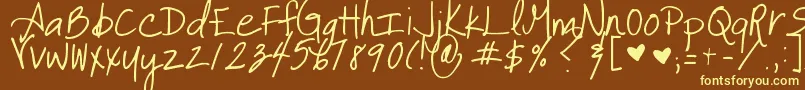 Шрифт ItAintRocketScience – жёлтые шрифты на коричневом фоне