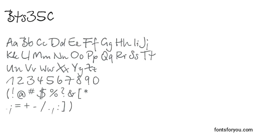 Czcionka Bts35C – alfabet, cyfry, specjalne znaki
