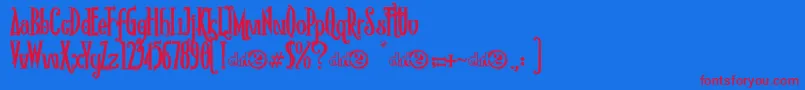 フォントRioFrescataDemo – 赤い文字の青い背景