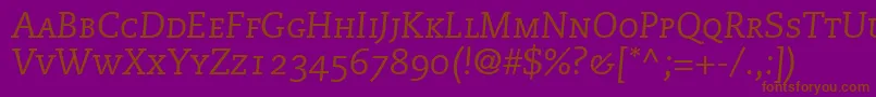 フォントMonologueCapsSsiItalicSmallCaps – 紫色の背景に茶色のフォント