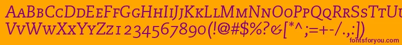 フォントMonologueCapsSsiItalicSmallCaps – オレンジの背景に紫のフォント