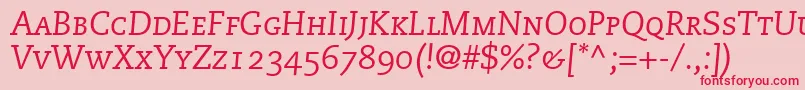 フォントMonologueCapsSsiItalicSmallCaps – ピンクの背景に赤い文字