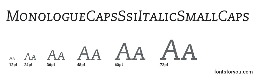 MonologueCapsSsiItalicSmallCaps Font Sizes