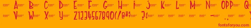 MightyTomato-Schriftart – Rote Schriften auf orangefarbenem Hintergrund