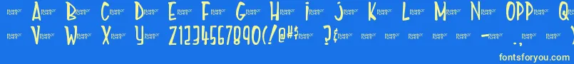フォントMightyTomato – 黄色の文字、青い背景