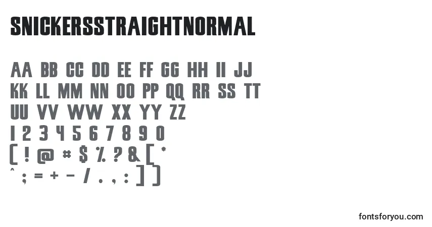 A fonte SnickersStraightNormal – alfabeto, números, caracteres especiais