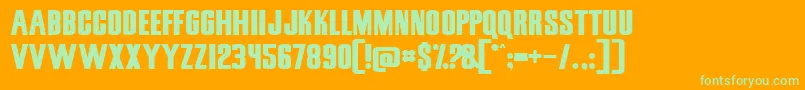 SnickersStraightNormal-Schriftart – Grüne Schriften auf orangefarbenem Hintergrund