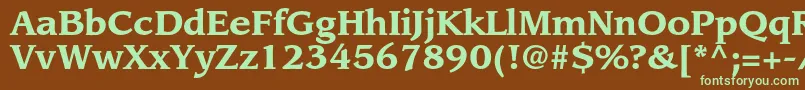 フォントLeawoodstdBold – 緑色の文字が茶色の背景にあります。