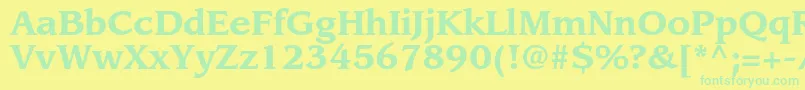 フォントLeawoodstdBold – 黄色い背景に緑の文字