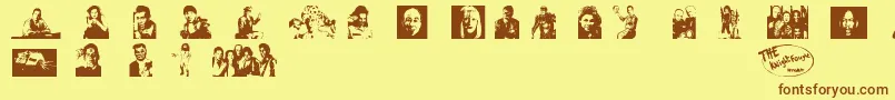 RedDwarfCharacters Font – Brown Fonts on Yellow Background