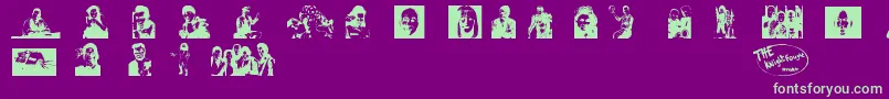 RedDwarfCharacters Font – Green Fonts on Purple Background