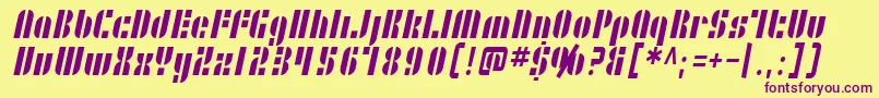 SfRetrospliceCondensed Font – Purple Fonts on Yellow Background