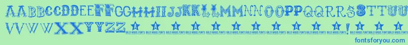 Monbijoux Font – Blue Fonts on Green Background