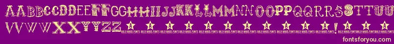 Monbijoux-Schriftart – Gelbe Schriften auf violettem Hintergrund