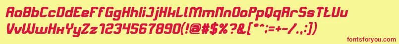 AliveInScienceFictionBoldItalic Font – Red Fonts on Yellow Background