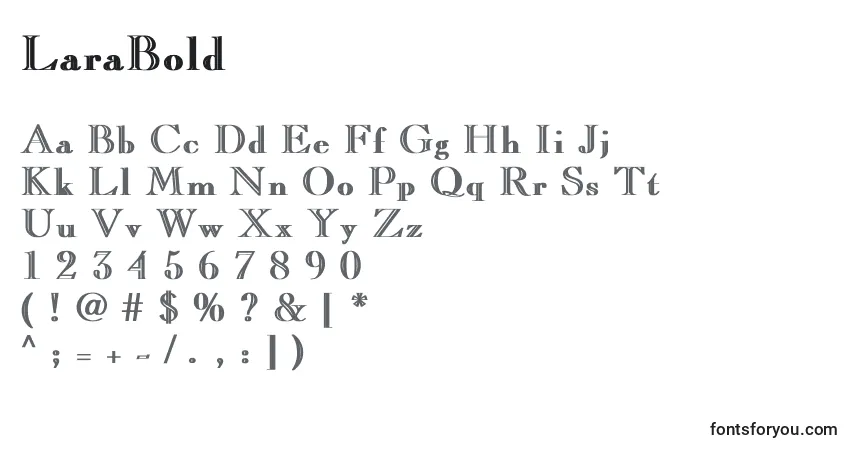 Шрифт LaraBold – алфавит, цифры, специальные символы