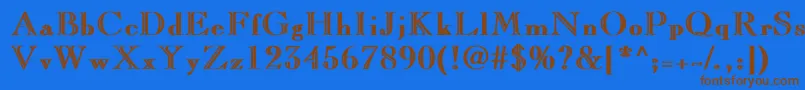 フォントLaraBold – 茶色の文字が青い背景にあります。