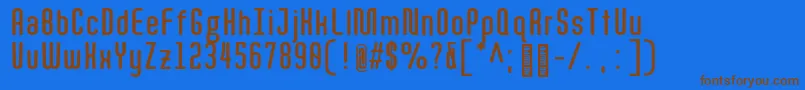 フォントQuotaBoldcond. – 茶色の文字が青い背景にあります。