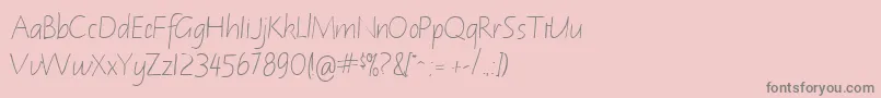 フォントNotehandleftyItalic – ピンクの背景に灰色の文字