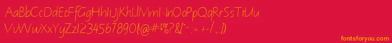 NotehandleftyItalic Font – Orange Fonts on Red Background